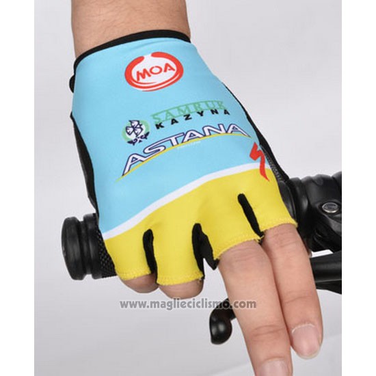 2014 Astana Guanti Corti Ciclismo Blu